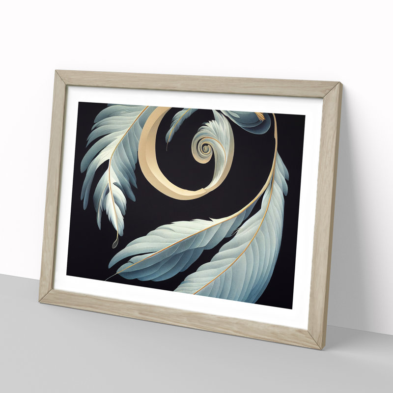 Pleasing Bird Feathers - Single Picture Frame Print, Oak Framed, 46cm H x 64cm W x 2cm D