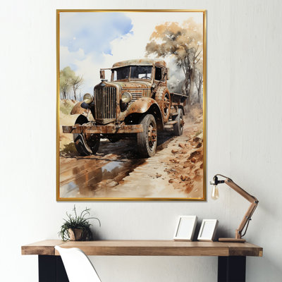 1950 1950 - Camion de livraison brun II - Camion, reproduction d'art sur toile