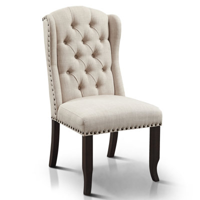 Chaise d'appoint capitonnée à oreilles Adler, beige