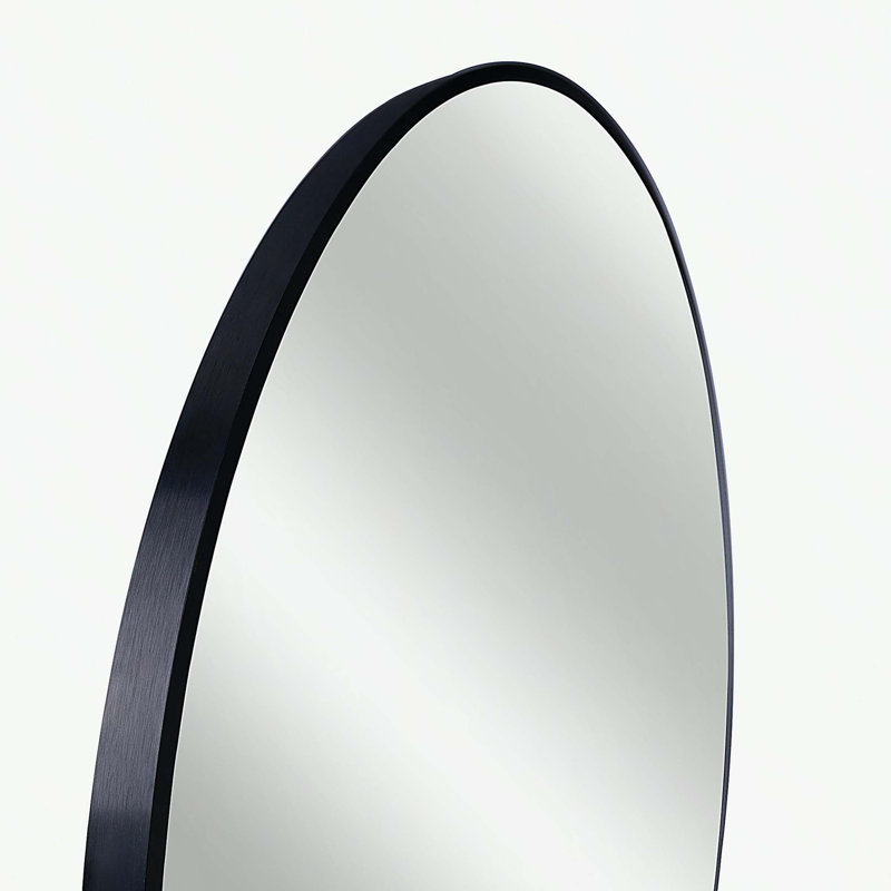 Miroir de salle de bain rond noir en métal 20 pouces, 20 po x 20 po, Noir, Rond