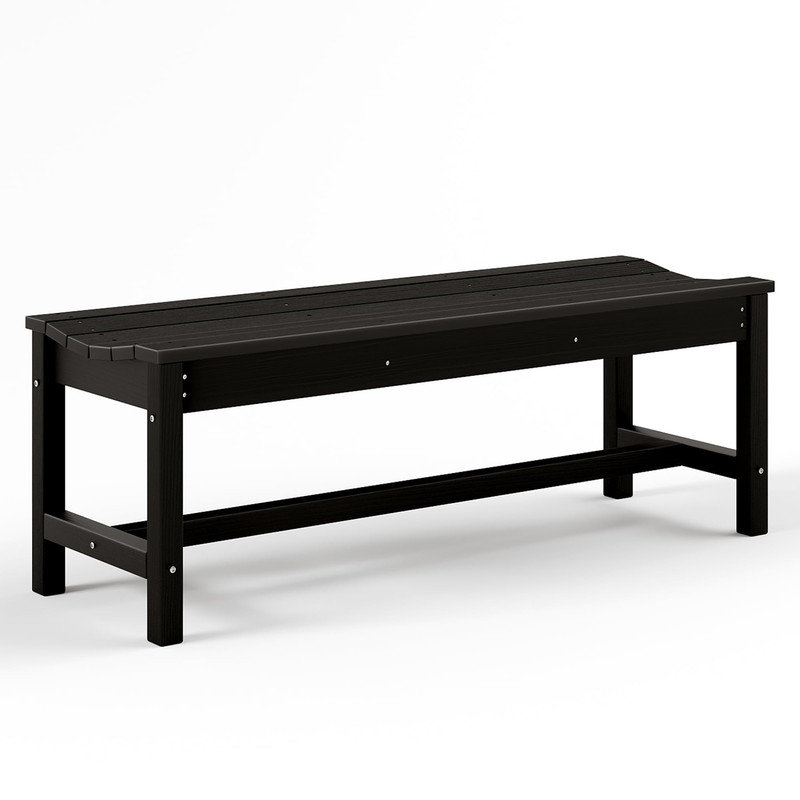 Curved 2-Person Outdoor Bench – Weatherproof HDPE, 800lb Capacity, Black