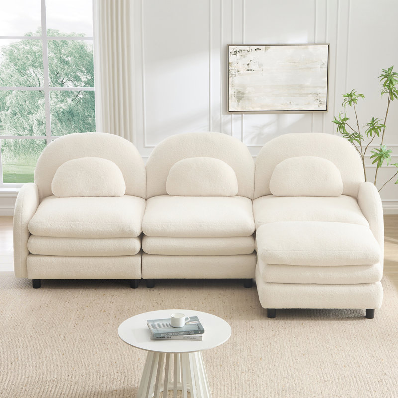 Canapé 3 places Teddy, Blanc beige
