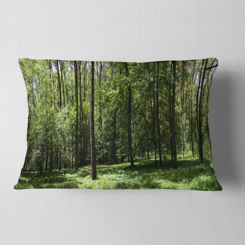 Wild Green Forest Panorama Rectangular Throw Pillow