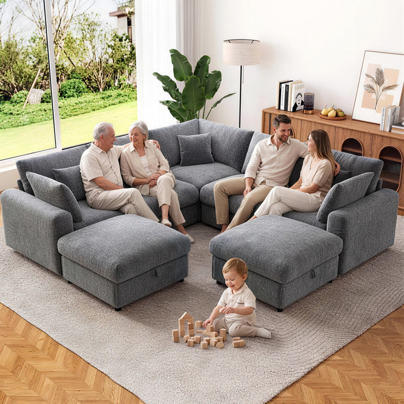 Canapé modulaire 107 po 5 places, Grey Chenille