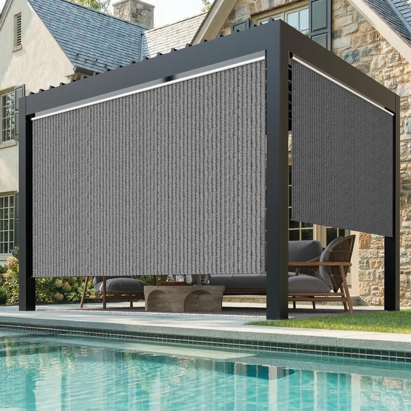 YODOLLA 1cm D Retractable Patio Awning, 305cm H x 243.8cm W x 1cm D, Grey
