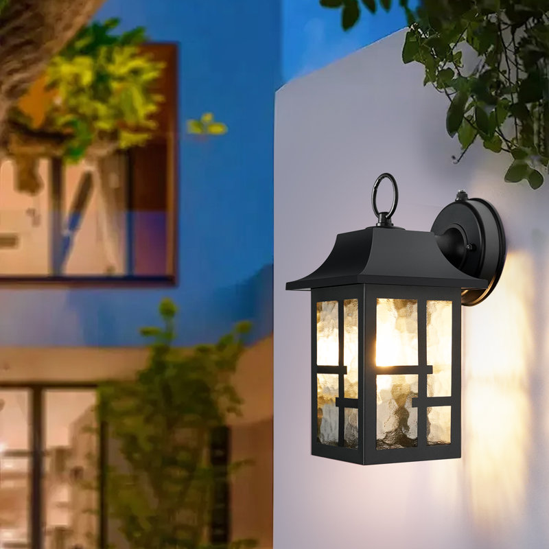Dusk To Dawn Outdoor Wall Light, Waterproof Porch Sconce With Water Ripple Glass, Rust-resistant Exterior Lantern For House Or Garage (1-pack)