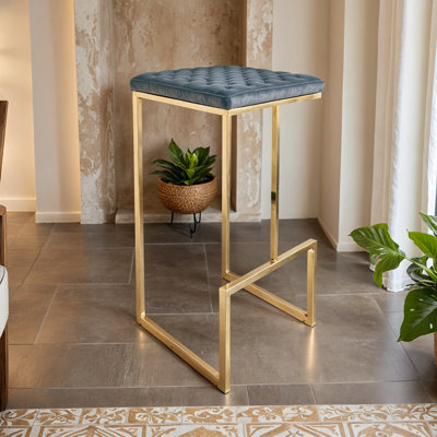 Tabouret de bar en cuir matelassé - tabouret de comptoir moderne, chaise de bar rembourrée avec base en métal, îlot de cuisine et siège de bar