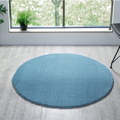Taeler Washable Modern Living Room Rug Polyester Plain Indoor Area Rug with Low Pile - Anti-Slip Felt Backing Carpet Bedroom-Hallway, Teal
