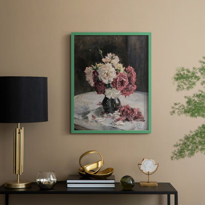 Impression encadrée vintage avec imprimé floral Lxxi - bois massif