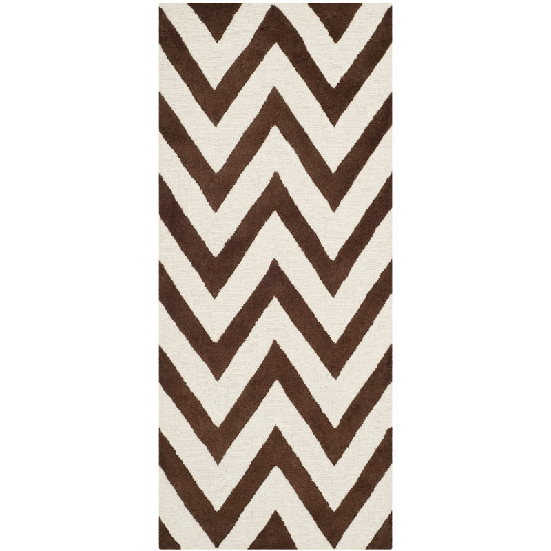 Sanyla Hand Tufted Wool Chevron Rug, Runner 2'6" x 6'