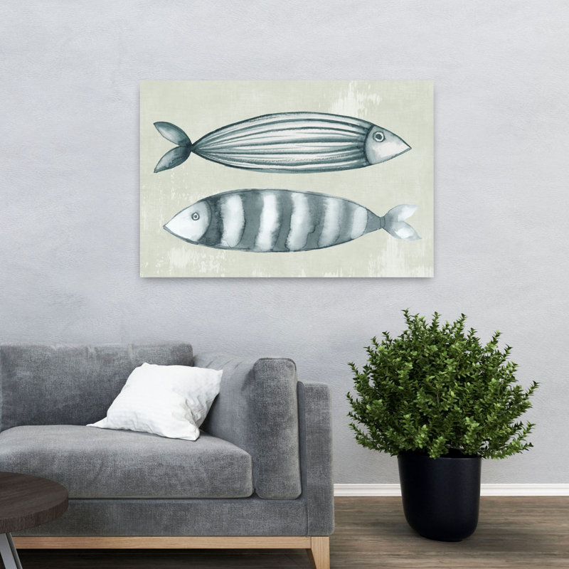 Stick Fish I, poisson élégant, art côtier, H 32 po x l 48 po