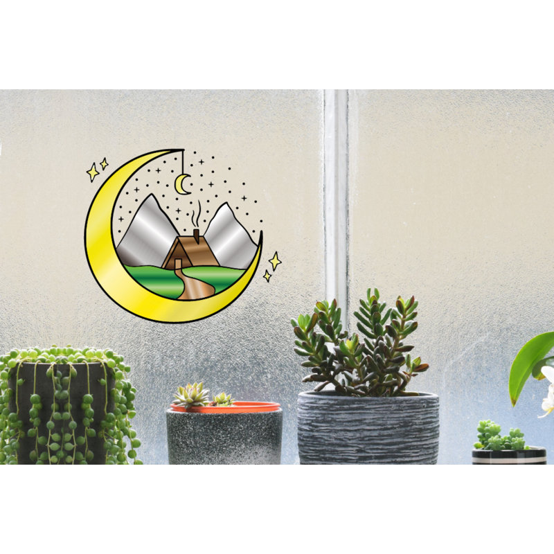 Décalcomanie murale Cabin House Moon Mountain, H 10 po x l 10 po