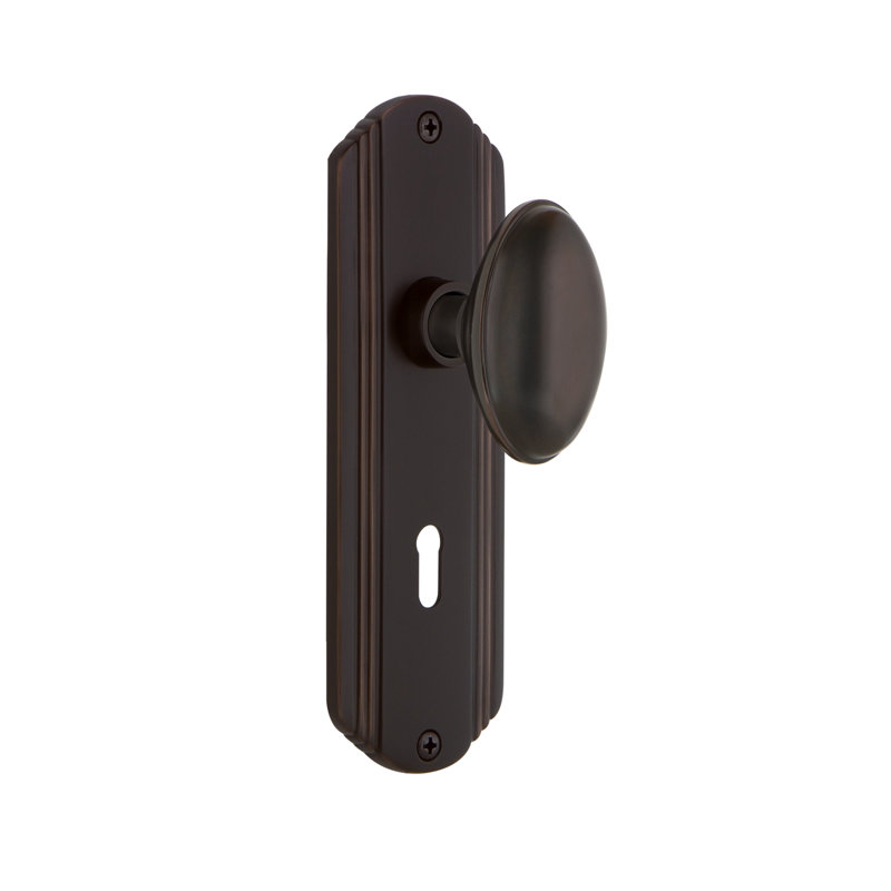 Deco Plate with Decorative Keyhole and Homestead Door Knob, Timeless Bronze, 2 3/8"