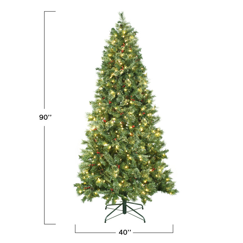 Arbre de Noël artificiel vert 7,5 pi avec 500 lumières claires