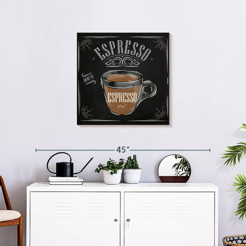 Khylige Chalkboard Espresso Coffee Wall Sign, 24" H x 24" W