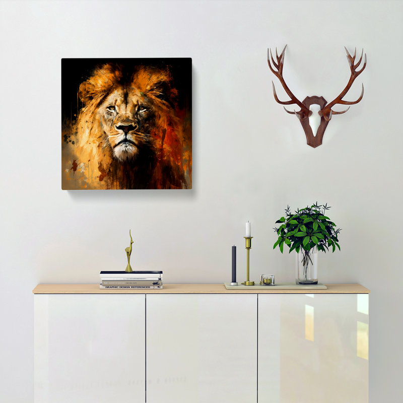 Lion Expressionism - No Frame Print, 35cm H x 35cm W x 3cm D