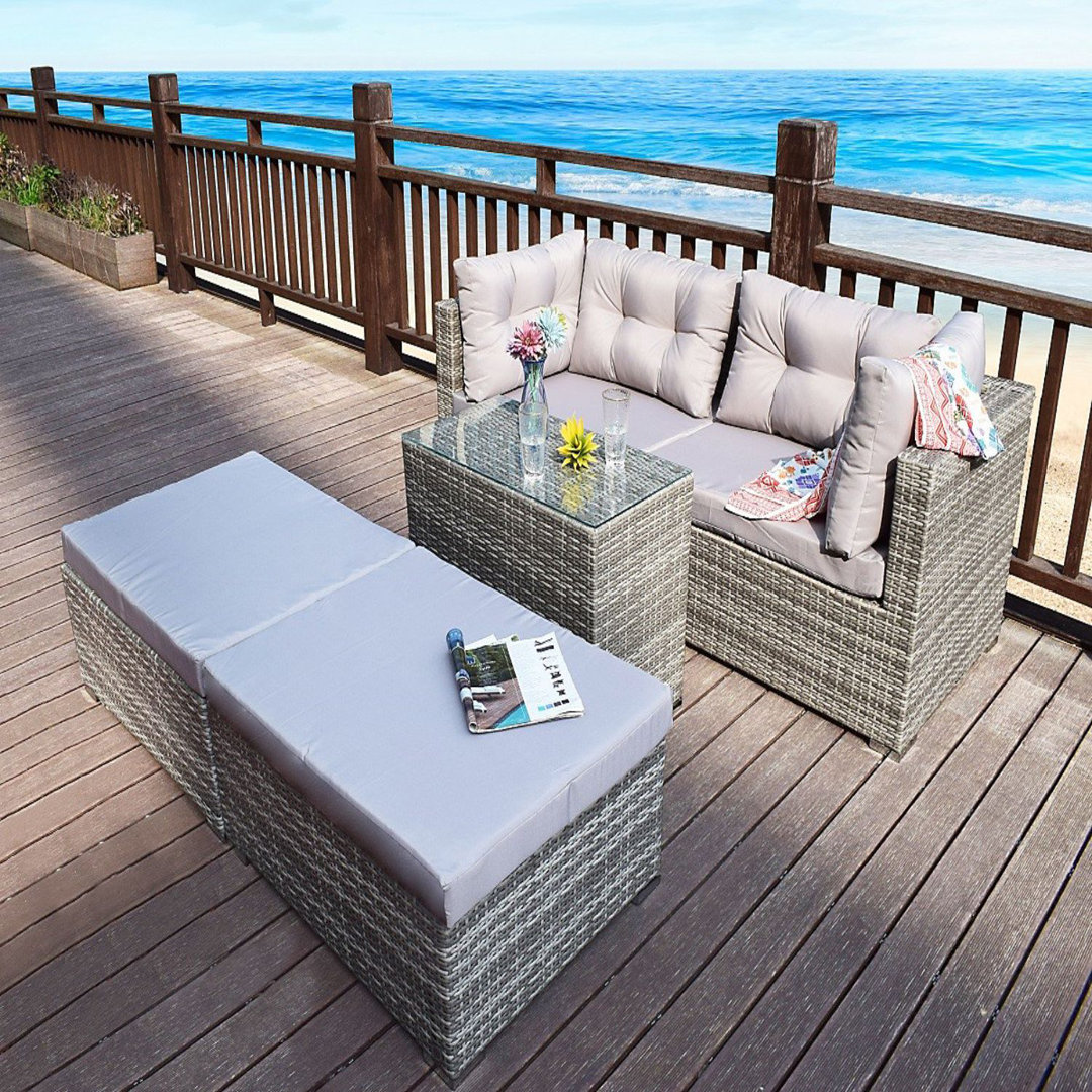 4 - Person Wicker Patio Dining Set with Square Table
