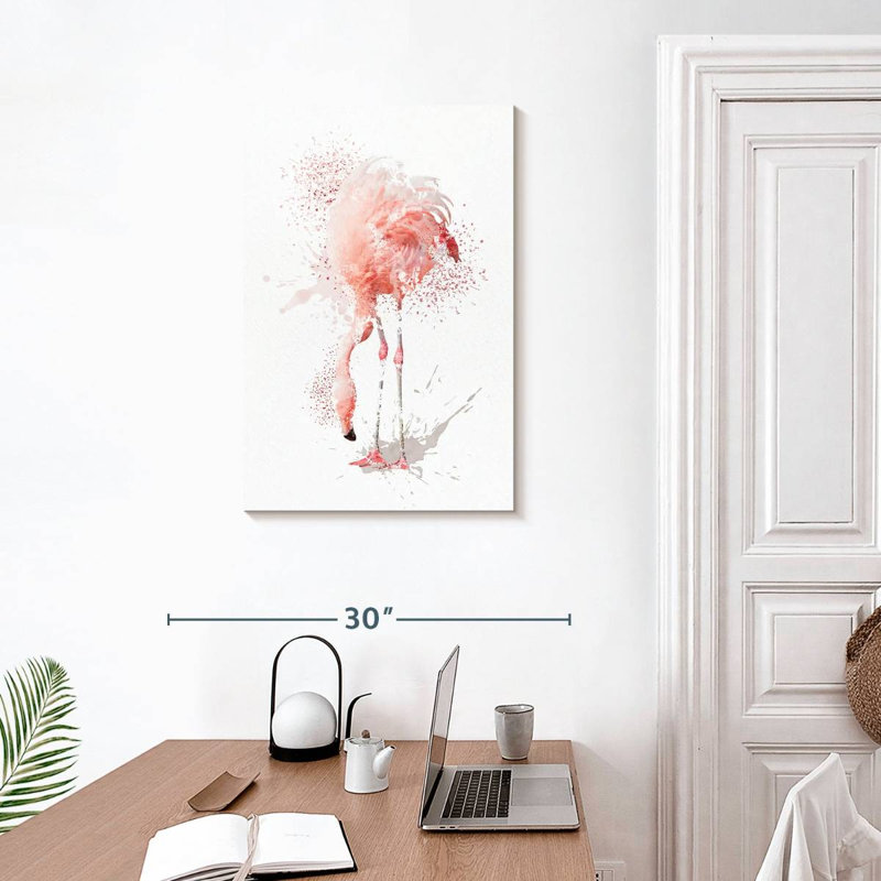 Brampt accroupi à l'aquarelle Flamingo, H 30 po x l 20 po