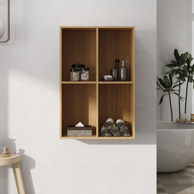 Fynwick 24"W x 35.91"H Wall Mounted Bathroom Storage, Featuring Storage & Open Shelves