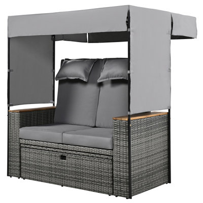 Outdoor With Adjustable - Grey Poolside Daybed Soft Cushions