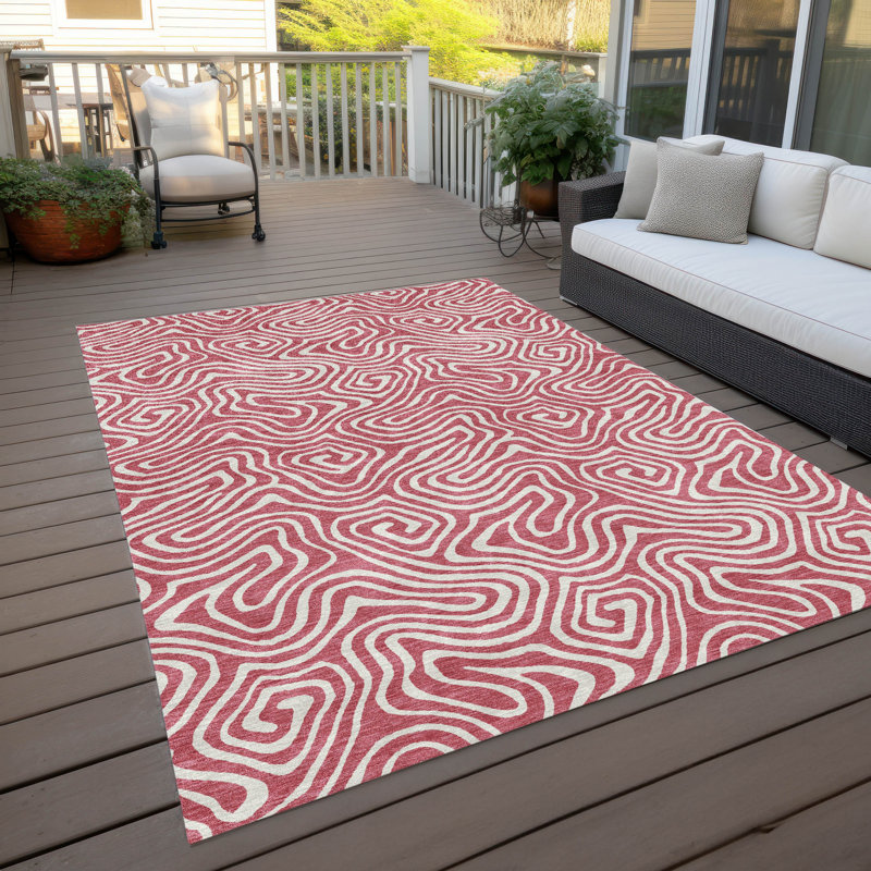Raya Pink Washable Indoor-Outdoor Rug - , 10' x 14'