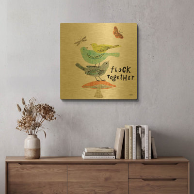 'Wild Wings II' By Sue Schlabach Gold Metal Wall Art, 24" x 24"