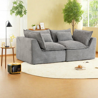 Oversized Modular Sofas, Cotton Waffle Fabric, Modern Deep Seat Living Room