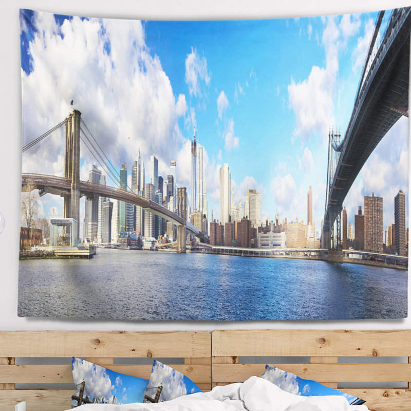 Tapisserie panoramique du paysage urbain de Manhattan, H 32 po x l 39 po