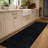 Solid Heathered Black Machine Washable Non-Slip Backing Area Rug-793089320