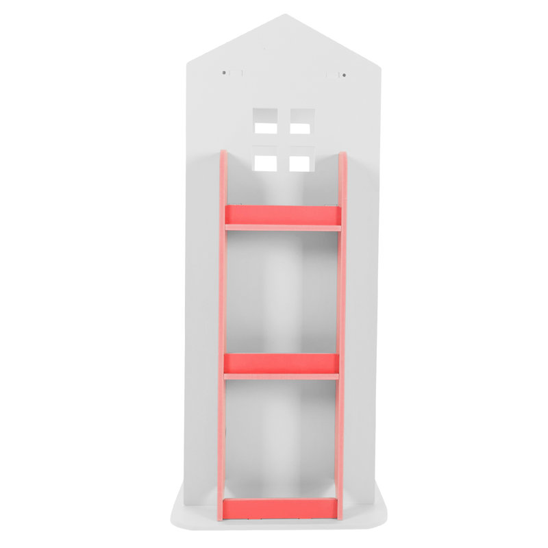 360° Rotating Bookshelf, 3 Tiers Corner Shelf, For Bedroom, Living Room, White/Pink