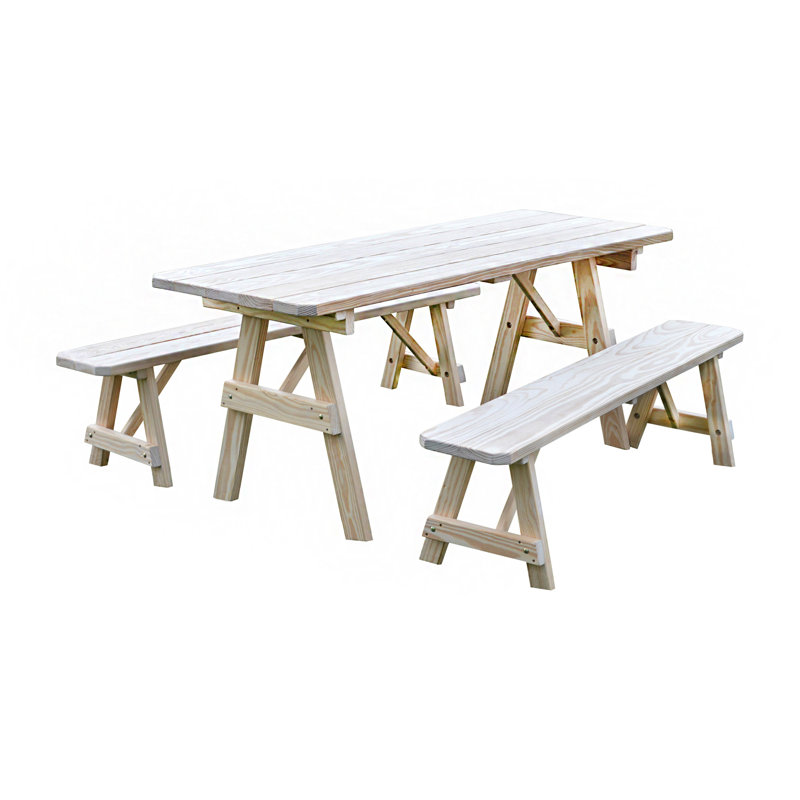 Table de pique-nique pour l'extérieur Woodstock, Sans finition, 94 x 27 x 30