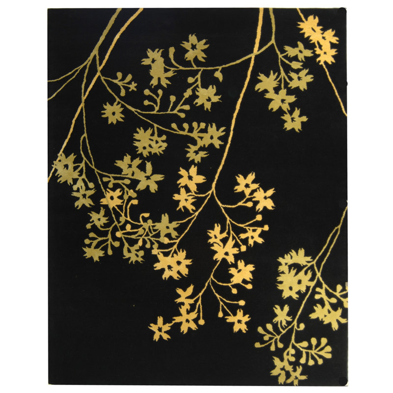 Tapis floral en laine et viscose touffeté à la main Carolette Soho, Rectangle 7 pi 6 po x 9 pi 6 po