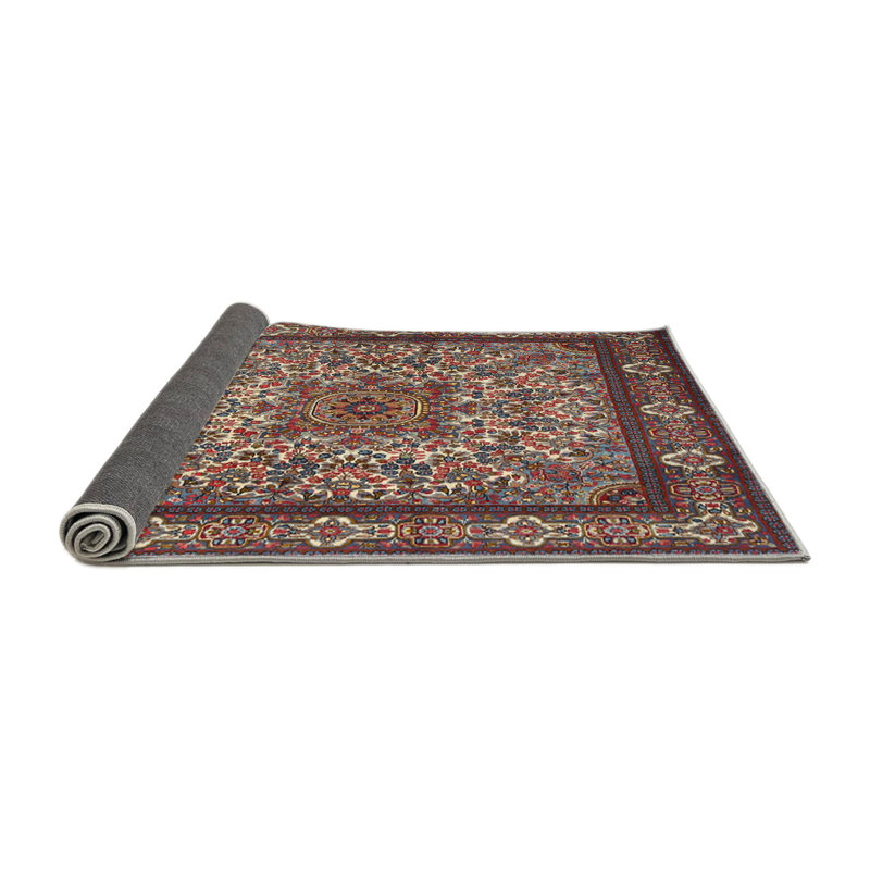 Tapis traditionnel rouge / bleu / beige Drasner, Rond 6 pi