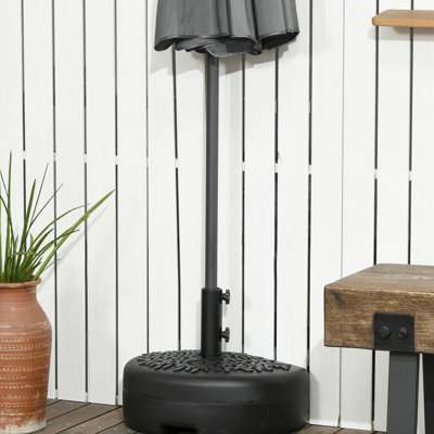 Base de parasol demi-ronde 40 lb eau ou sable 46 lb - à la mode pour le jardin, poteau de 1,5 po et 2 po, eau noire résistante / sable 46 lb, et poteau ajustable, décoratif
