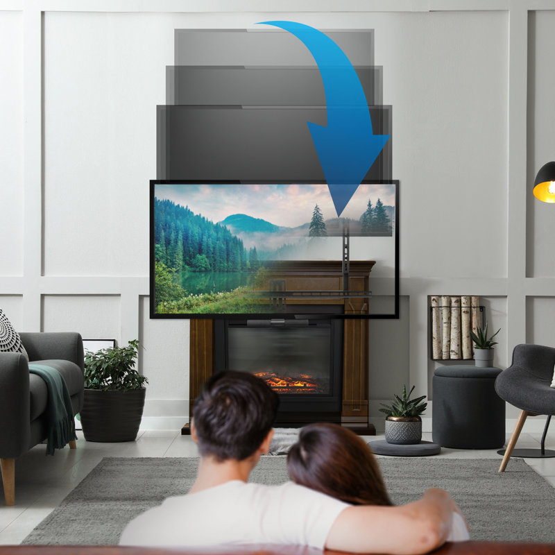 Mount-it Pull Down Fireplace Tv Mount For Tvs From 65 In. To 85 In., Black