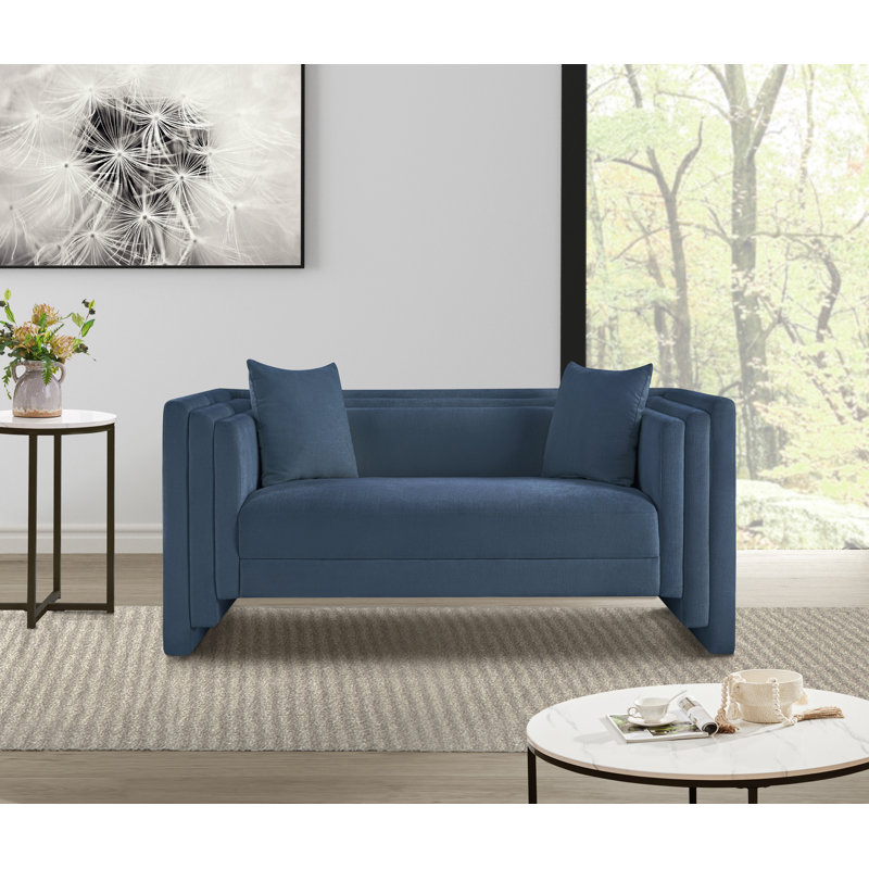 Everett Chenille Fabric Loveseat, Light Blue Chenille Fabric