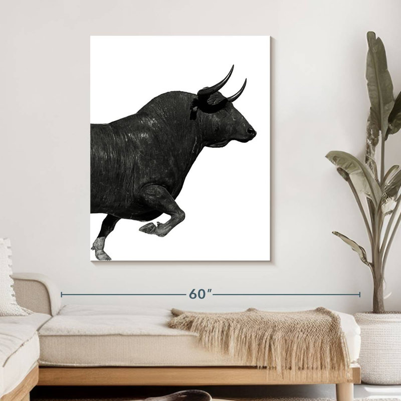 «Charging Black Bull» sur toile, H 45 po x l 36 po x P 1,25 po