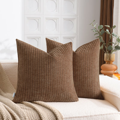 Soft Chenille Stripes Solid Cushion Cover Cozy Neutral Farmhouse Pillow Covers