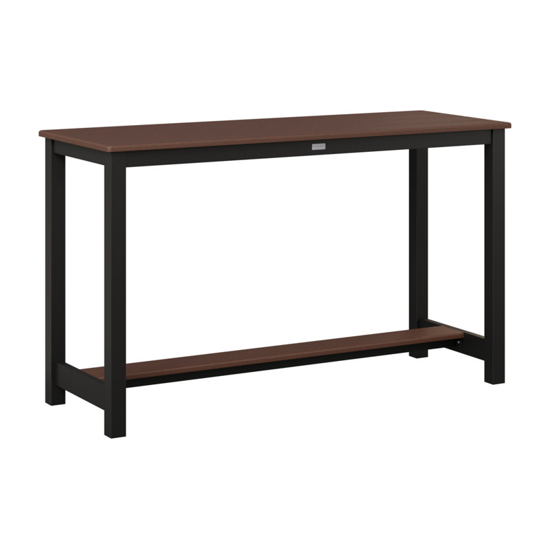 Balcony Outdoor Rectangle Bar Table, Matte Black, 35.5" H x 60" W x 22" D, Chocolate Brown