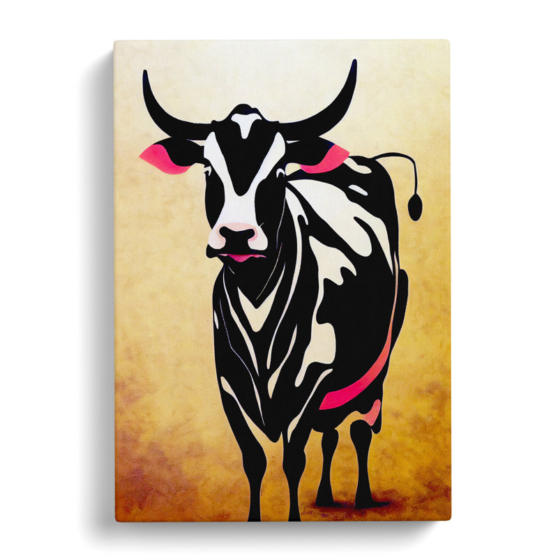 Cow Retro Style - Wrapped Canvas, 60cm H x 40cm W x 3cm D