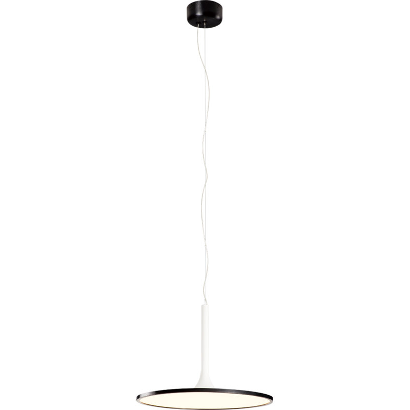 Luminaire suspendu 1 lumière DEL Ediline, H 13,4 po x l 18 po x P 18 po, Noir brossé / blanc mat