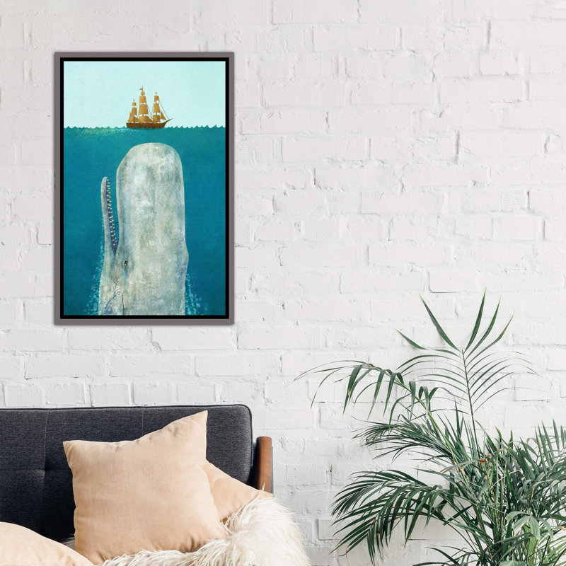 " The Whale " by Terry Fan, 60" H x 40" W x 1.5" D, Dark Rustic Wood Framed Canvas