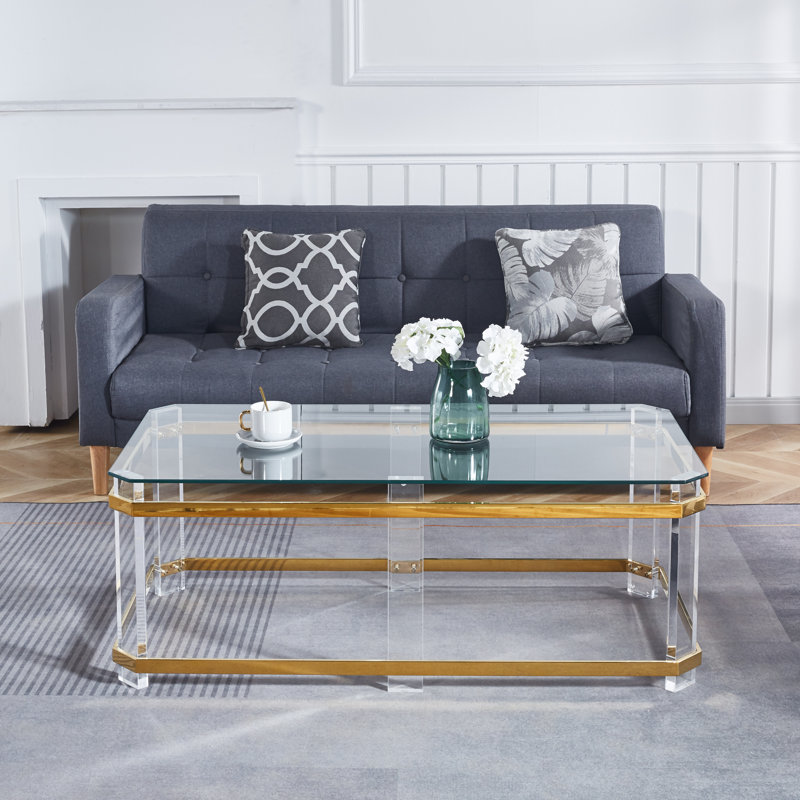 Forsett Glass Top Single Coffee Table, Gold