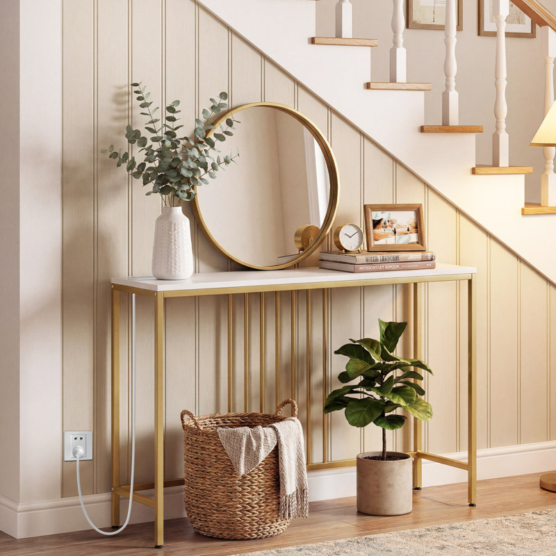 100cm Console Table, White/Gold
