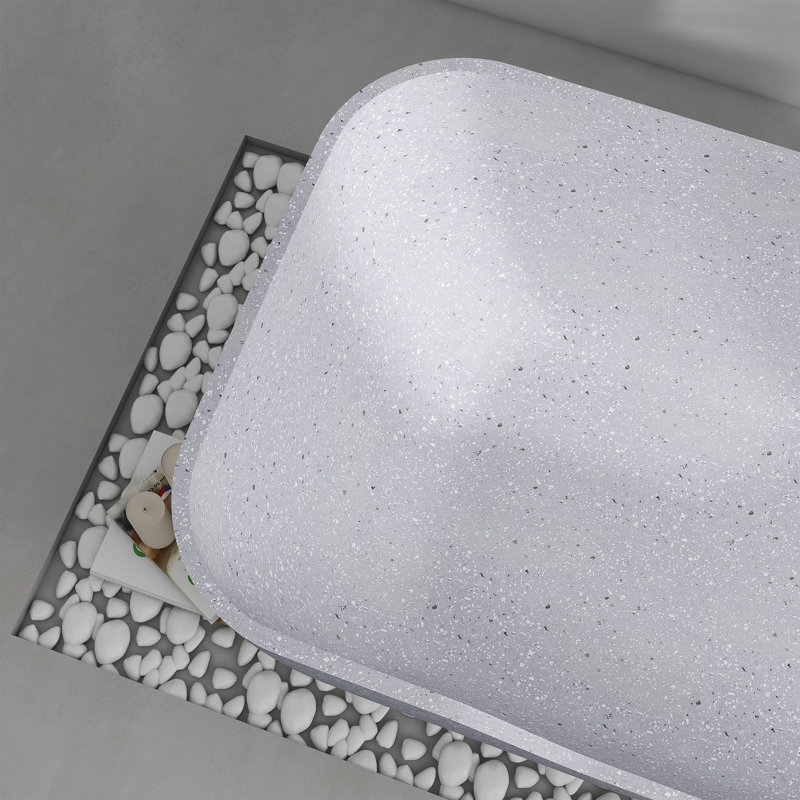 71'' X 31.5'' Freestanding Soaking Terrazzo Bathtub, Gray