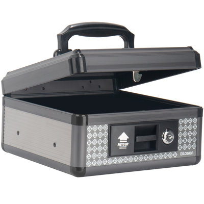 Tirelire Gloser avec serrure, tirelire avec serrure à clé et plateau à pièces amovible 11,42 x 5,31 x 13,5 pouces (noir, très grand)