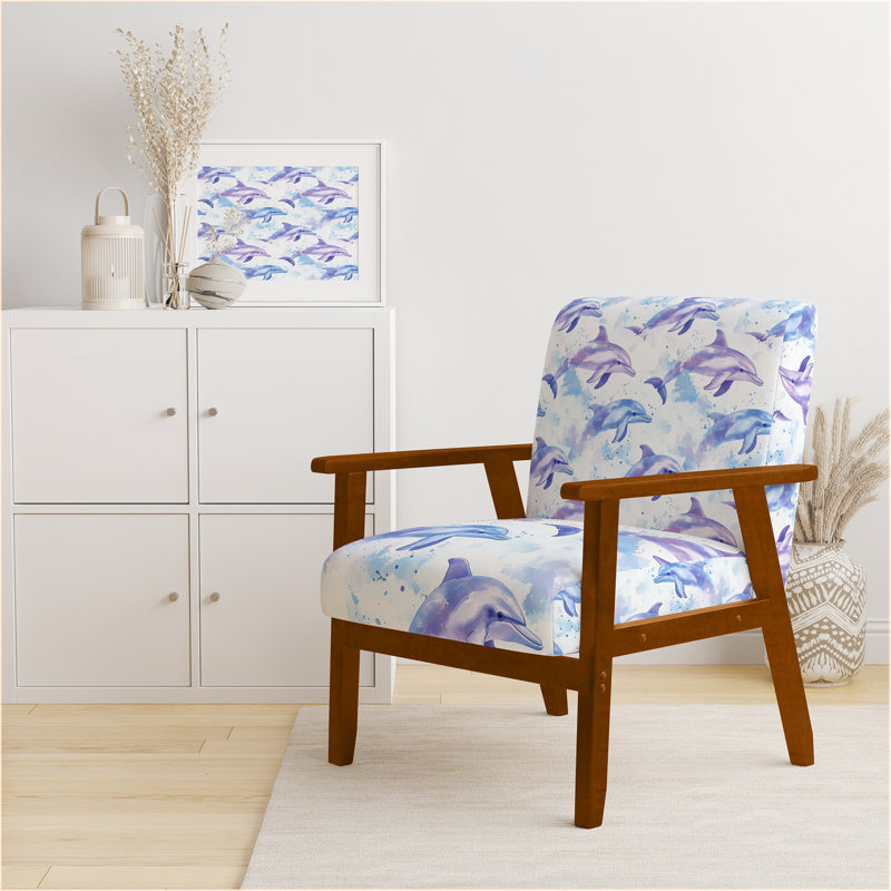 Chaise rembourrée Kids, Accoudoirs carrés bruns