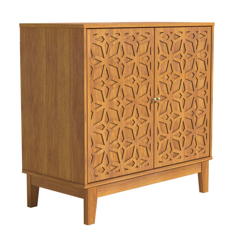 Trosclair Mid Century 2 Door Accent Cabinet with Cutout Design
