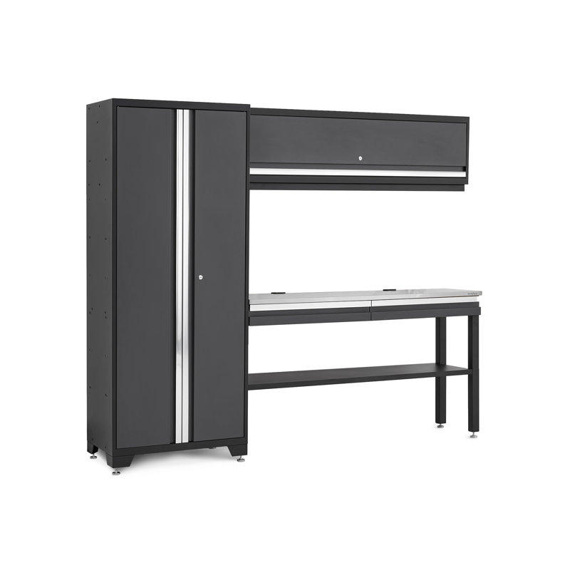 Bold Series 4 Piece Complete Storage System Set, Gray/Stainless Steel