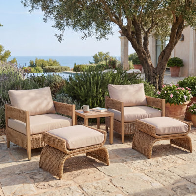 Ensemble de 5 chaises d'extérieur avec repose-pieds et table d'appoint Koosharem